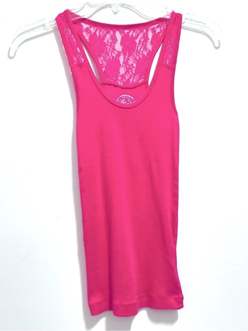 SO Women’s Pink Lace Back Tank Top